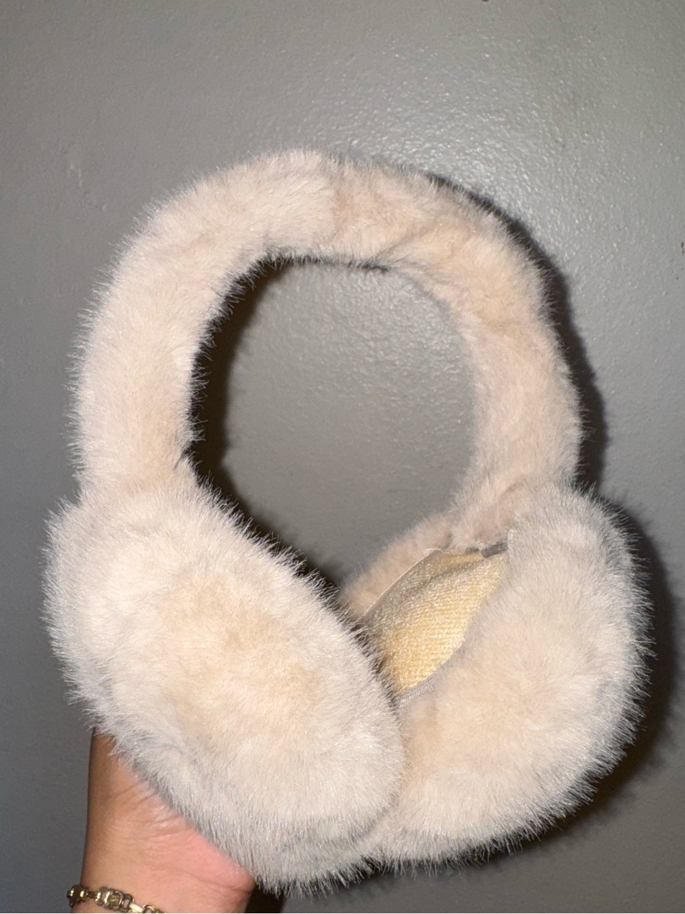 Plush Faux Fur Ear Muffs - Cream